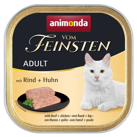 Animonda Vom Feinsten Nourriture Humide pour Chat Adulte - avec Boeuf + Poulet - 32 x 100 g - Nourriture pour Chat