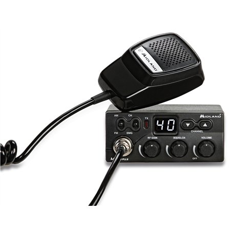 Midland M Zero Plus CB Radio Émetteur-Récepteur pour Véhicule 40 canaux AM/FM, avec Microphone 4 Pin, 2 Bandes, Squelch et Contr