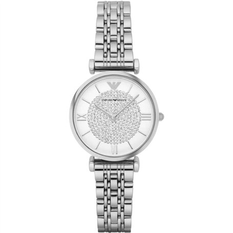Emporio Armani Montre pour femmes, mouvement à deux aiguilles, boîtier en acier inoxydable de 32 mm avec bracelet en acier inoxy