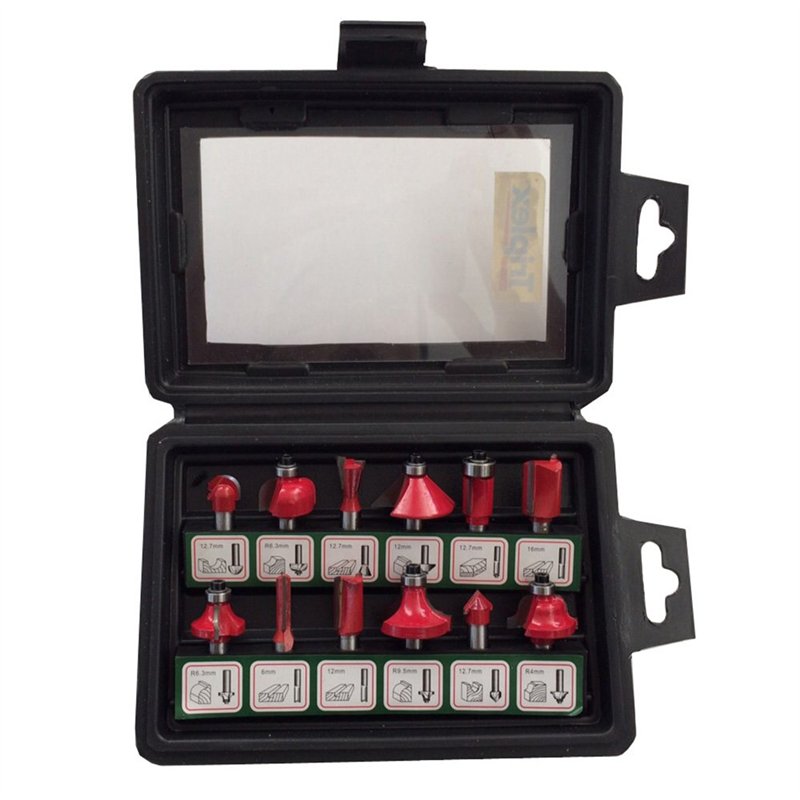 TIVOLY XT60647064012 - Estuche 12 fresas Gran resistencia y muy buena calidad de corte gracias a la plaguita de metal duro y su 