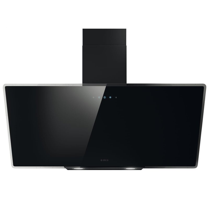 ELICA Hotte decorative murale SHIRE BK/A/90 Inclinée Verre Noire 90 cm