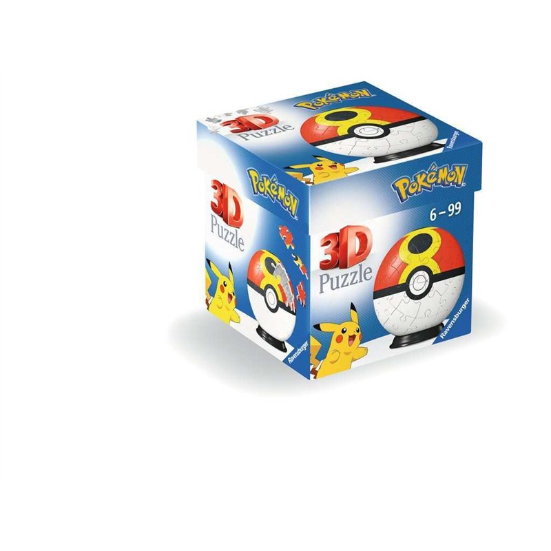 Ravensburger 11628 Puzzle 3D 11628 Puzzle Poké Ball Repeat Ball pour Grands et Petits Fans de Pokémon à partir de 6 Ans, Jaune