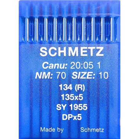 SCHMETZ Lot de 10 aiguilles rondes pour machine à coudre System 134 (R) Industrie St. 70
