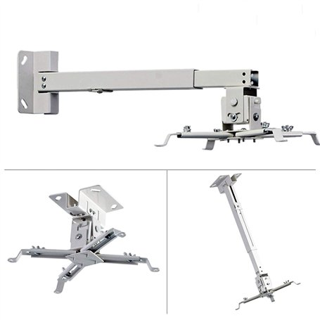 Universel Support de Plafond pour projecteur inclinable +- 25 °, pré-installé, jusqu'à 20 kg capacité 150mm - 650mm, Blanc