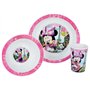 FUN HOUSE 005471 Disney Minnie Ensemble Repas Contenant 1 Assiette, 1 Bol et 1 Verre pour Enfant Polypropylène Rose 26.5x8.5x24.