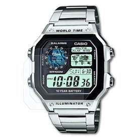 Bruni Protecteur d'écran compatible avec Casio AE-1200WHD-1AVEF Film Protecteur, cristal clair Écran protecteur (2X)