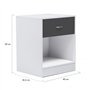 IDMarket - Lot de 2 Tables de Chevet Olga 1 tiroir avec Niche Bois Blanc et tiroir Gris