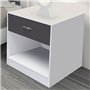 IDMarket - Lot de 2 Tables de Chevet Olga 1 tiroir avec Niche Bois Blanc et tiroir Gris