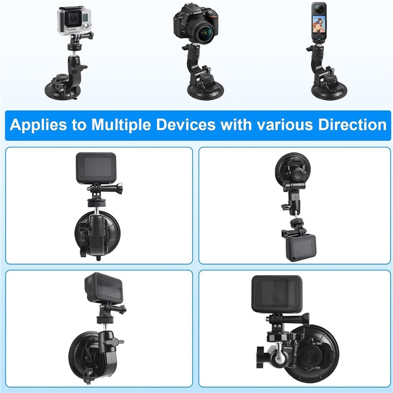 Image secondaire de ShipeeKin Ventouse Support d'aspiration pour caméra Appareil Photo Compatible avec Tout Gopro Heros, SJCAM Series, Geekpro, Garm