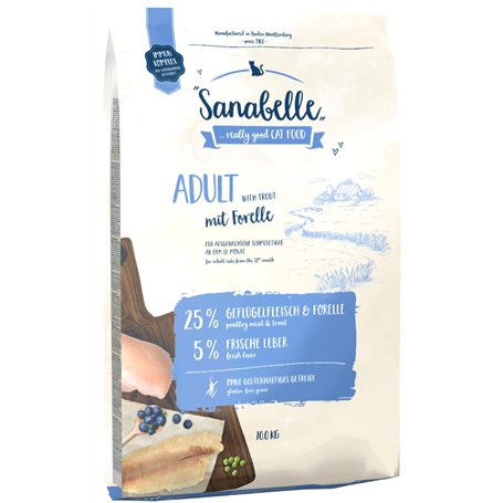Sanabelle Adult à la truite - Croquettes pour chats adultes (à partir de 12 mois) - 1 x 10 kg