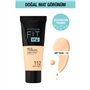 Maybelline New-York - Fond de teint Fluide Fit Me Matte & Poreless - Peaux normales à grasses - Teinte : 112 Soft Beige - 30 ml