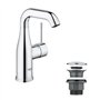 GROHE Robinet lavabo de salle de bains Essence, mitigeur monocommande sans tirette de vidage, vidage clic clac inclus, installat