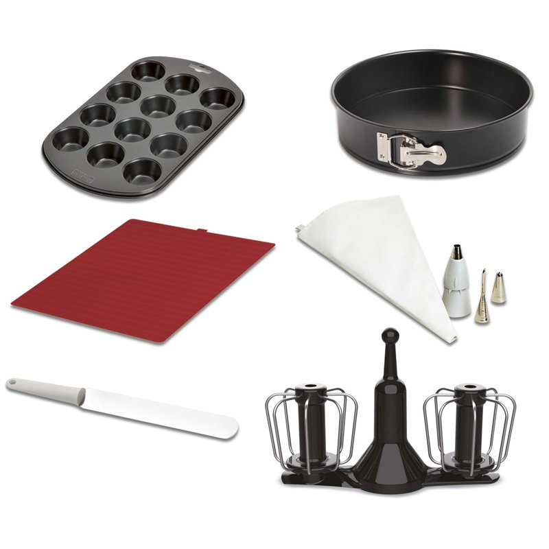 Moulinex XF389010 Kit Pâtisserie pour Robot Cuisine Companion 6 Accessoires Fouet Moules à Manqué et à Muffins Set de Poches à D