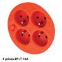 Velamp REEL-FR-25 Rallonge Prolongateur électrique 25 m avec enrouleur 4 Prises 16 A section 3G1,5 mm² + coupe-circuit. Noir et