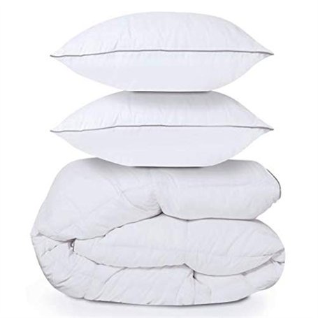 IDMarket - Couette 240x260 CM AELA en Plume d'oie Anti acarien 500 GR + 2 oreillers