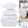 IDMarket - Couette 240x260 CM AELA en Plume d'oie Anti acarien 500 GR + 2 oreillers
