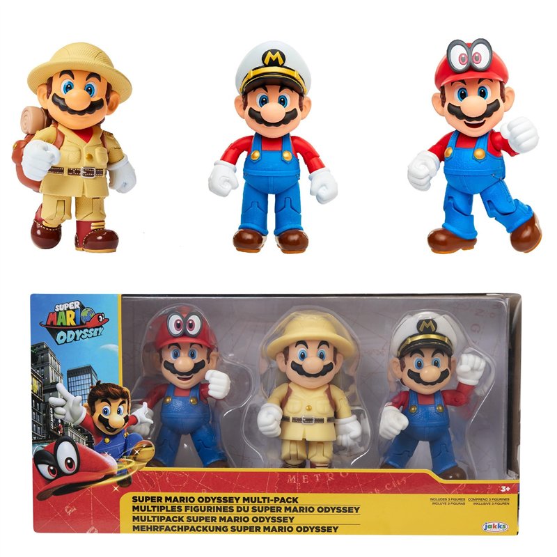 SUPER MARIO Pack 3 Figurines Mario Odyssey 10 cm