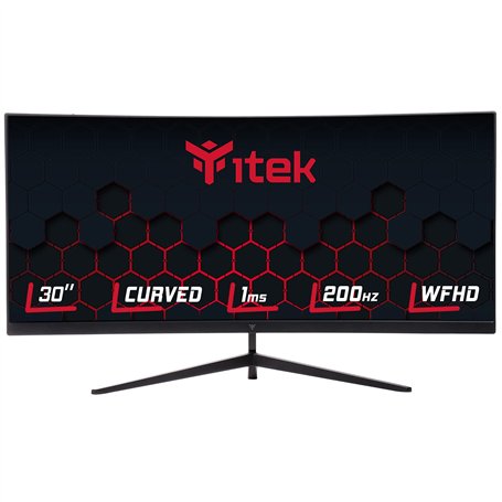 Itek moniteur GGC - 30" incurvé 2560x1080 WFHD UltraWide, R1800, panneau VA 200 Hz, réponse MPRT 1 ms, connexions 3xHDMI et DP, 