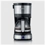 SEVERIN Cafetière filtre, 750W, Jusqu'à 4 tasses, filtre permanent lavable, porte filtre amovible, Plaque chauffante, Inox/Noir,