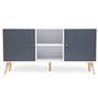 IDMarket - Buffet Bas scandinave 140 cm Effie 2 Portes Bois Blanc et Gris