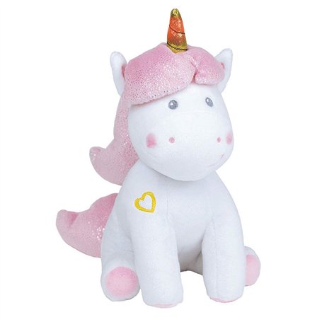 JEMINI 023755 Licorne Peluche +/- 24 cm Musicale et Lumineuse, Blanc Rose