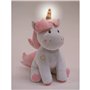 JEMINI 023755 Licorne Peluche +/- 24 cm Musicale et Lumineuse, Blanc Rose