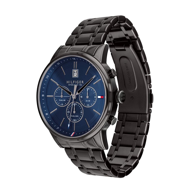 Image secondaire de Tommy Hilfiger Montre Analogique Multifunction à Quartz pour homme avec Bracelet en Acier Inoxydable Noir - 1791633