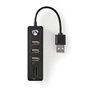 NEDIS Hub USB, 3-Port, USB 2.0, Alimenté par Port USB, SD & MicroSD/3X USB Noir