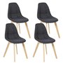 IDMarket - Lot de 4 chaises scandinaves Gaby Grises en Tissu pour Salle à Manger