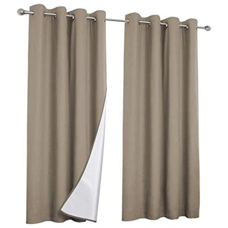 IDMarket - Lot de 2 rideaux thermiques taupe 135x240 cm