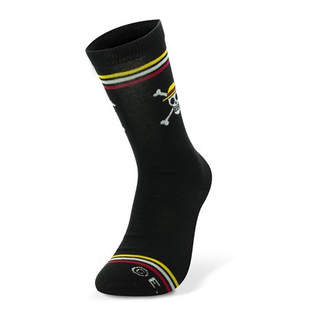 Chaussettes One Piece Skull Taille unique (38-43) Noires, 70% coton, 27% polyester, 3% élasthanne.