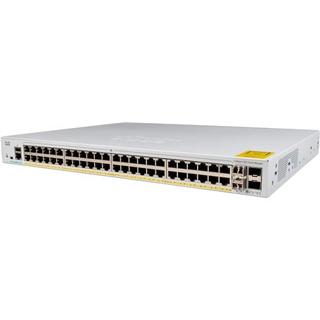 Commutateur réseau Cisco Catalyst 1000-48P-4X-L, 48 Ports Gigabit Ethernet (GbE) PoE+, consommation PoE 370 W, 4 Ports de Liaiso