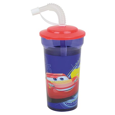 FUN HOUSE 005768 gobelet avec paille CARS, Clair