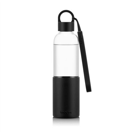 Bodum 12053-01B MELIOR Gourde à emporter en verre, manchon silicone couleur, bouchon à vis, 0.5 l Noir