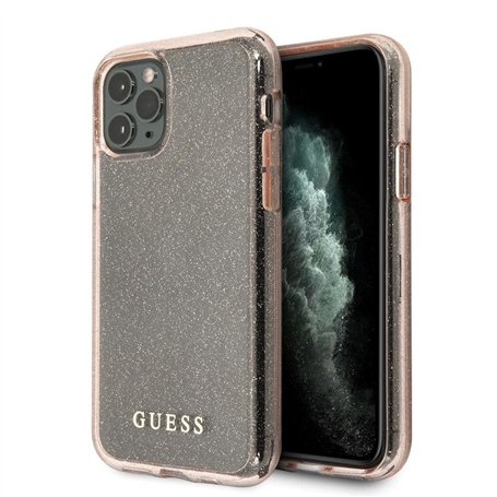 Guess Coque pailletée GUHCN65PCGLPI pour iPhone 11 Pro Max Rose