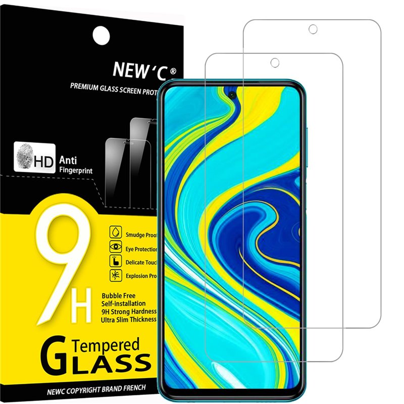 NEW'C Lot de 2, Verre Trempé pour Xiaomi Redmi Note 9S, 9 Pro, 9 Pro Max, Film Protection écran -sans Bulles d'air -Ultra Résist