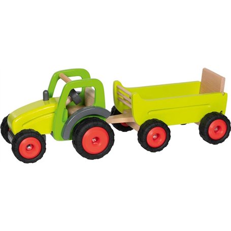 Goki 55886 Tracteur avec Remorque Balles pour Bébé Multicolore
