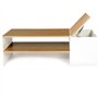 IDMarket - Table Basse Bar contemporaine rectangulaire IZIA avec Coffre Blanc et Plateaux Bois