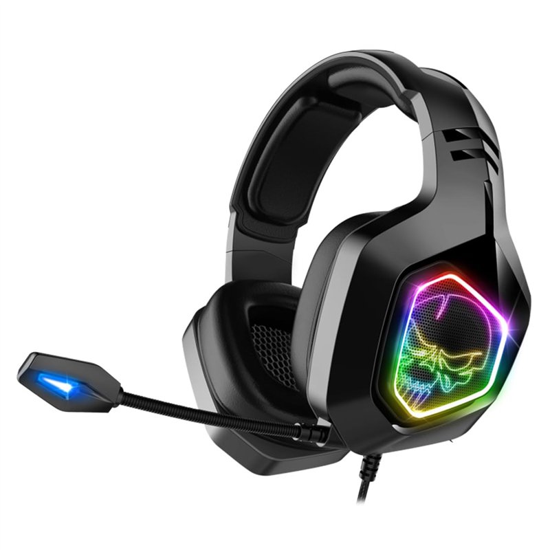 SPIRIT OF GAMER - Elite-H50 – Casque Audio Gamer Full Black - Microphone Flexible – Coussinets Similicuir - LED RGB –Jack 3.5mm