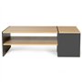 IDMarket - Table Basse Bar contemporaine rectangulaire IZIA avec Coffre Gris et Plateaux Bois