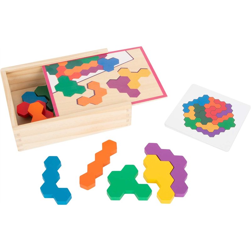 Image secondaire de Small Foot 11729 Jeu éducatif Puzzle en Bois hexagone, Puzzle de Forme en Bois, de la Reconnaissance des Couleurs et des Formes,
