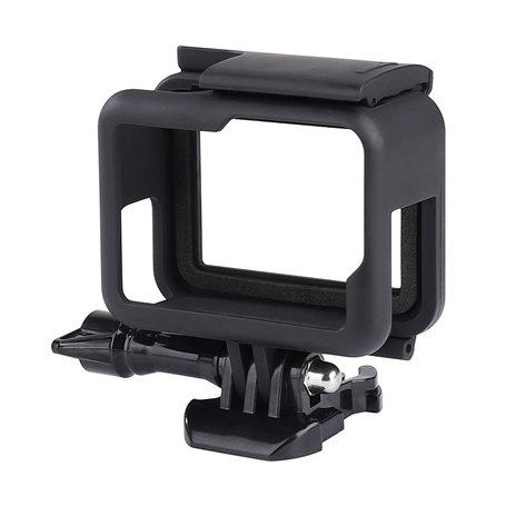 QIMEI-SHOP Cadre Boîtier Protection Compatible avec GoPro Hero7/(2018)/6/5 Coque Bordure avec Prise et vis Mobiles Amovibles Noi