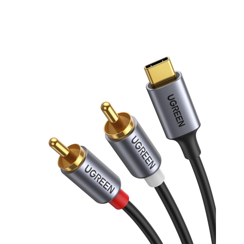 UGREEN Câble 2RCA USB C Audio Stéréo Adaptateur Type C Mâle vers 2RCA Mâle Y Auxiliaire Audio Câble Numérique Compatible avec Té