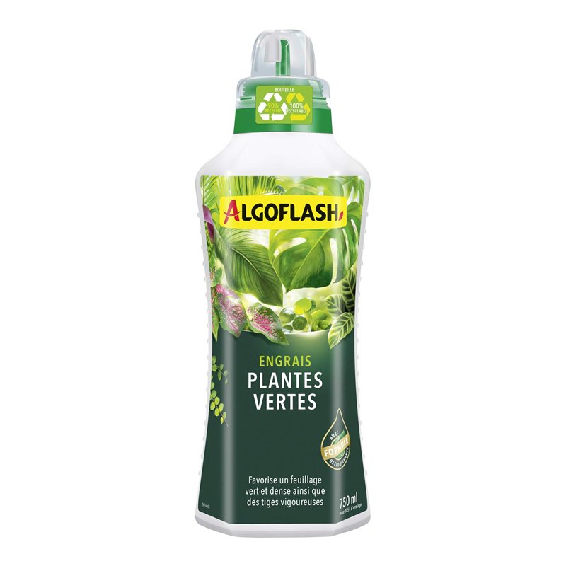 Algoflash Engrais Plantes Vertes, Bouchon Doseur Inclus, 750 ml, ALIPAV750N