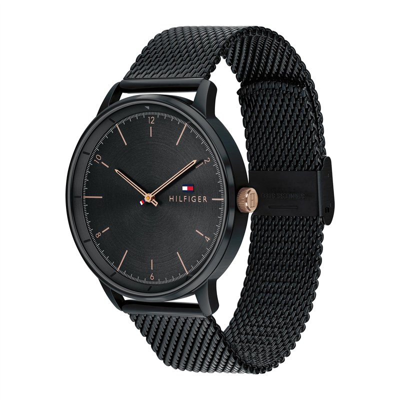 Image secondaire de Tommy Hilfiger Montre Analogique à Quartz pour Homme avec Bracelet Milanais en Acier Inoxydable Noir - 1791845