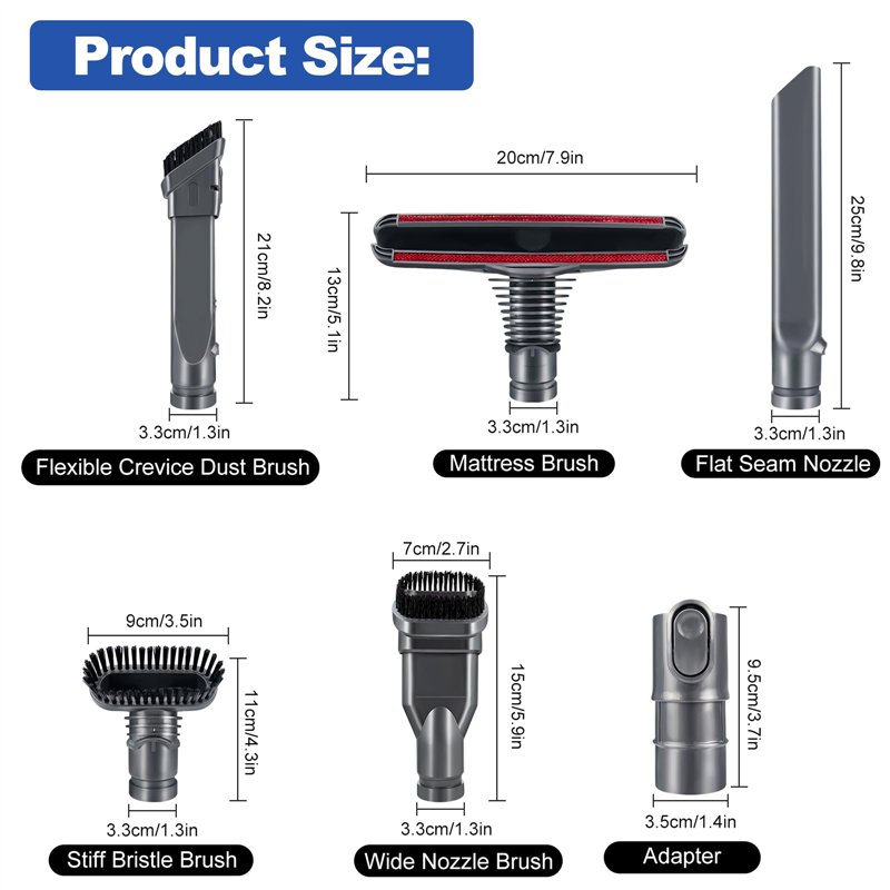 Image secondaire de Lot de 6 brosses à tête plate pour aspirateur Dyson DC32 DC33 DC19 DC19 T2 DC20