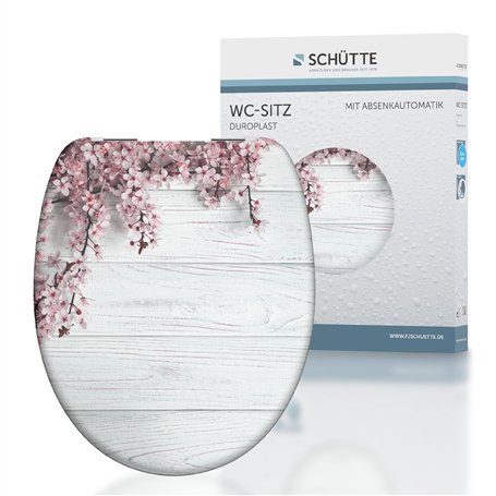 SCHÜTTE Flowers&Wood 82197, Abattant WC en Duroplast avec système d'abaissement Automatique, Compatible avec la majorité des cuv