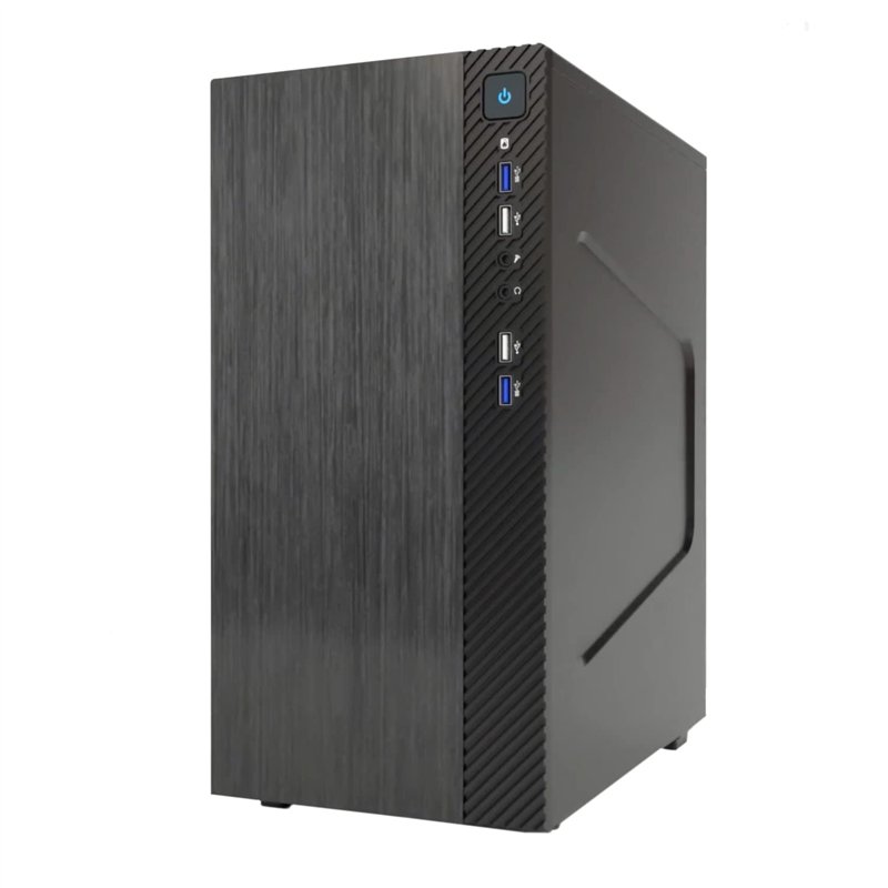 Itek SMALLCOM-B Boîtier Mini Tower, mATX, 2 Ports USB 3, 2 Ports USB 2, brossé, Noir
