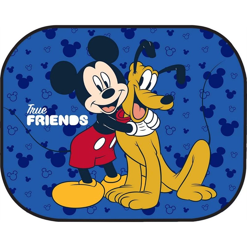 TataWay - Paire de rideaux de voiture Mickey Mouse, Fixation par ventouse, Protection UV, Graphismes, Bleu, 44x35 cm, Polyester