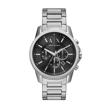 Armani Exchange Montre pour homme , mouvement chronographe, boîtier en acier inoxydable de 44 mm avec bracelet en acier inoxydab